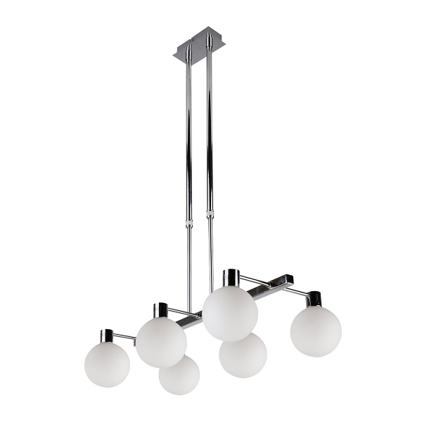 Maldus Lampa Wisząca Chromowy 6X40W G9 Klosz Biały Candellux