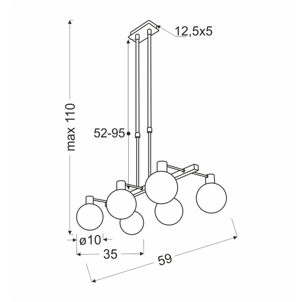Maldus Lampa Wisząca Chromowy 6X40W G9 Klosz Biały Candellux