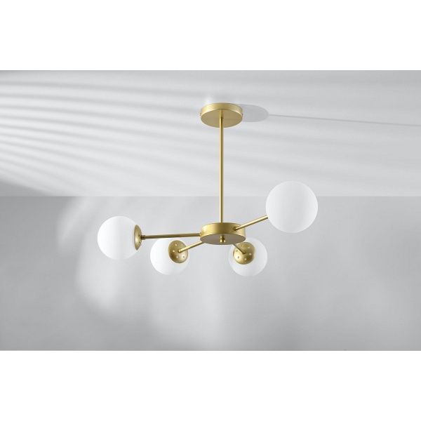 Mati Lampa Wisząca Mosiądz 4X20W G9 Klosz Biały Candellux