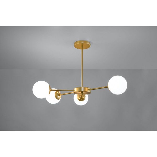 Mati Lampa Wisząca Mosiądz 4X20W G9 Klosz Biały Candellux