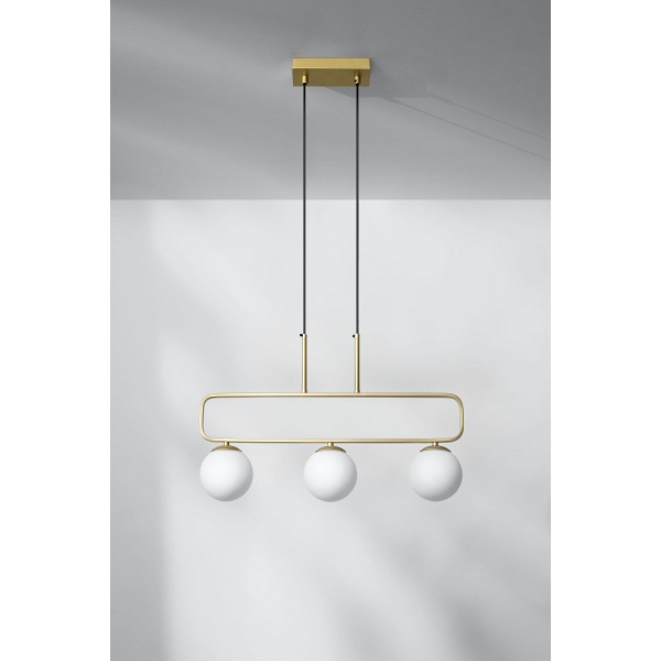 Jove Lampa Wisząca Mosiądz 3X20W G9 Klosz Biały Candellux