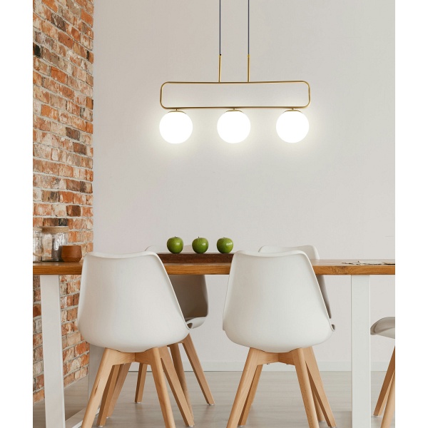 Jove Lampa Wisząca Mosiądz 3X20W G9 Klosz Biały Candellux