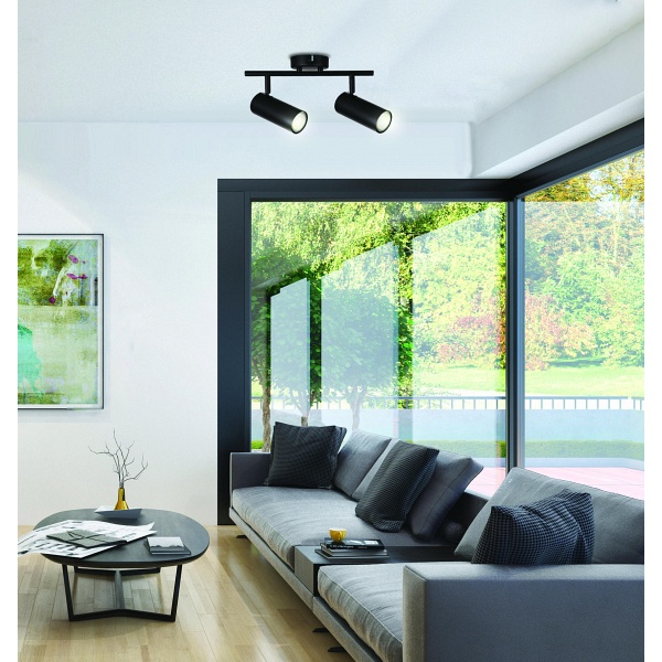 Colly Lampa Sufitowa Czarny 2X15W Gu10 Klosz Czarny Candellux