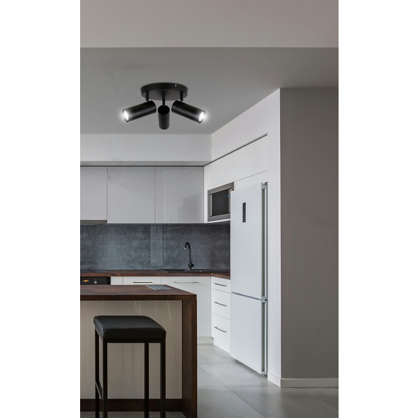 Colly Lampa Sufitowa Czarny 3X15W Gu10 Klosz Czarny Candellux