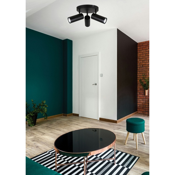 Colly Lampa Sufitowa Czarny 3X15W Gu10 Klosz Czarny Candellux