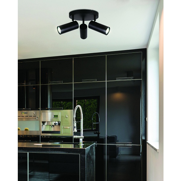 Colly Lampa Sufitowa Czarny 3X15W Gu10 Klosz Czarny Candellux