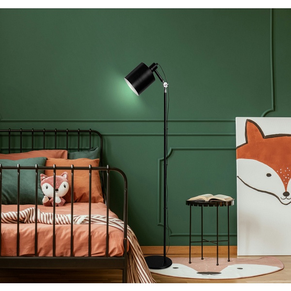 Zana Lampa Podłogowa Czarny 1X60W E27 Klosz Czarny Candellux