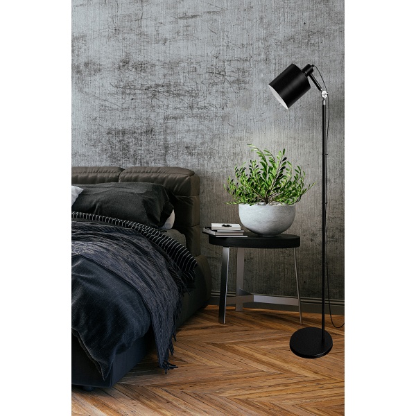 Zana Lampa Podłogowa Czarny 1X60W E27 Klosz Czarny Candellux