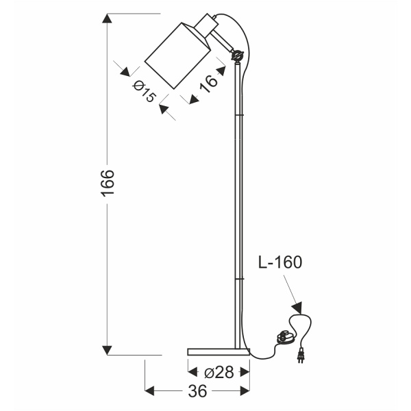 Zana Lampa Podłogowa Czarny 1X60W E27 Klosz Czarny Candellux