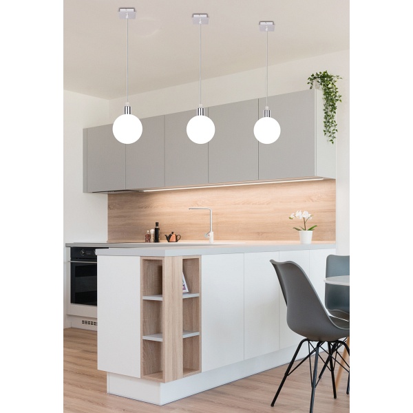 Oden Lampa Wisząca Chromowy 1X40W G9 Klosz Biały 12Cm Candellux