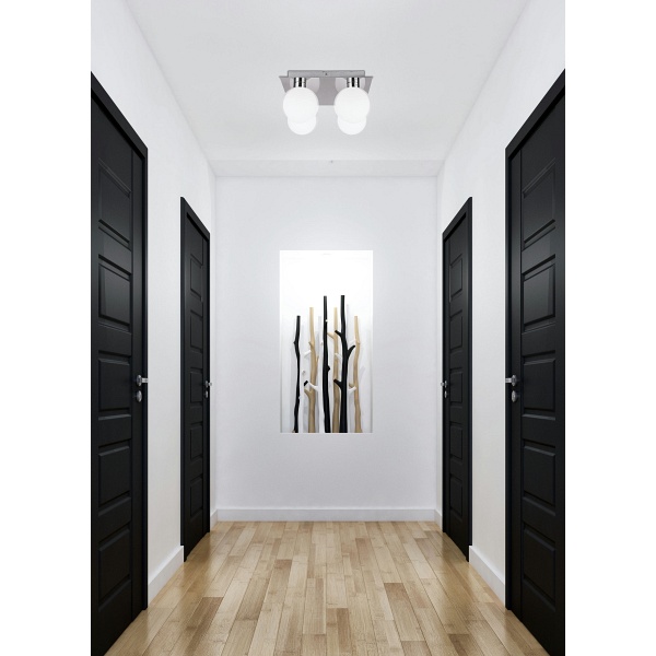 Oden Lampa Sufitowa Chromowy 4X40W G9 Klosz Biały Candellux