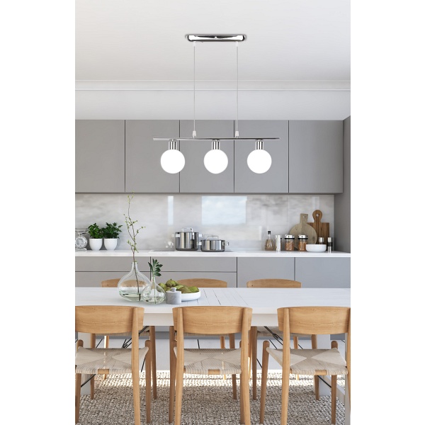 Oden Lampa Wisząca Chromowy 3X40W G9 Klosz Biały Candellux