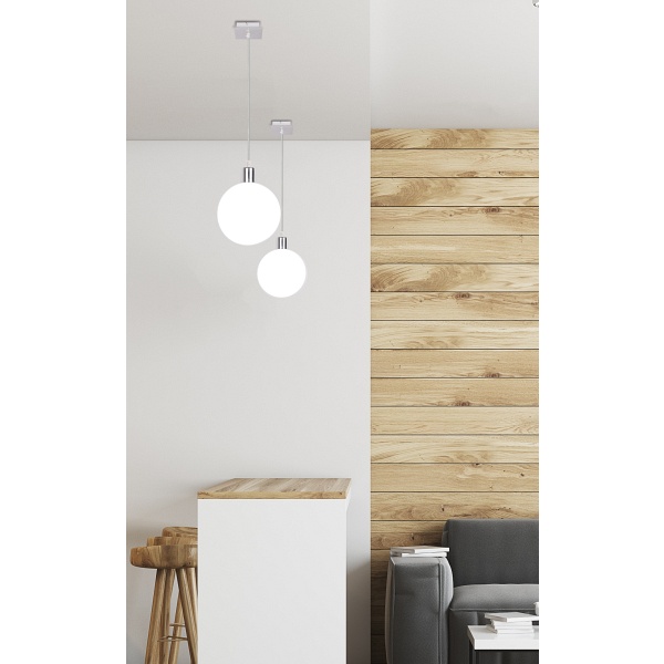 Oden Lampa Wisząca Chromowy 1X40W G9 Klosz Biały 15Cm Candellux