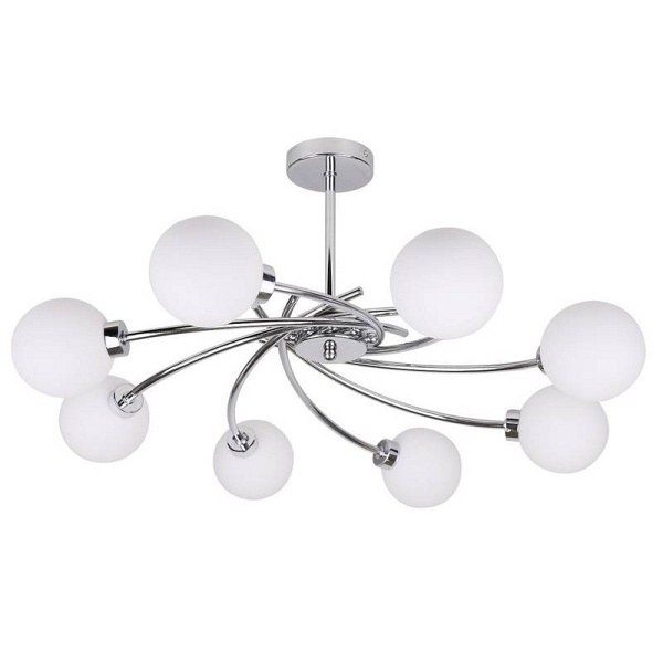 Agapant Lampa Wisząca Chromowy 8X40W G9 Klosz Biały Candellux