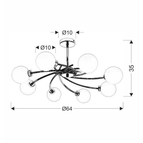 Agapant Lampa Wisząca Chromowy 8X40W G9 Klosz Biały Candellux