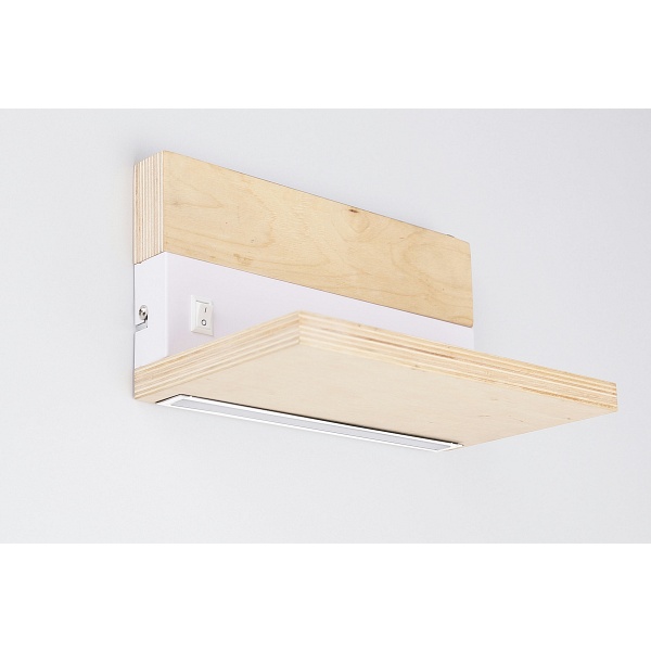 Anet Lampa Kinkiet Drewniany Z Półką 2X4W Led 4000K Maskownica Biała Candellux