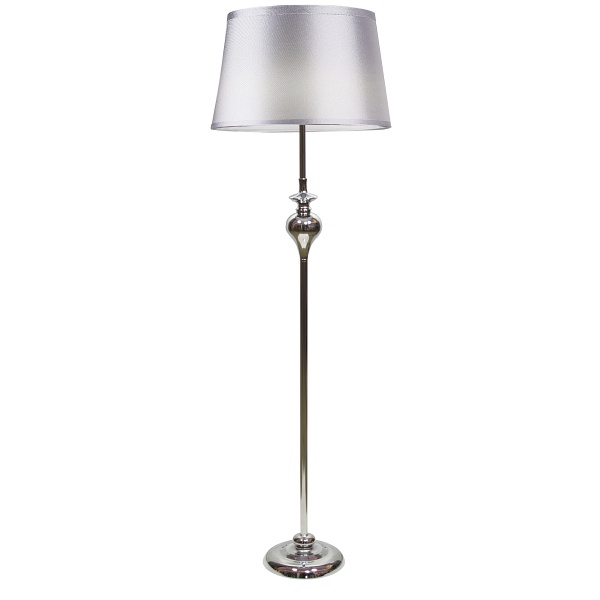 Prima Lampa Podłogowa Chromowy 1X60 E27 Abażur Srebrny Candellux