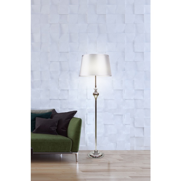 Prima Lampa Podłogowa Chromowy 1X60 E27 Abażur Srebrny Candellux