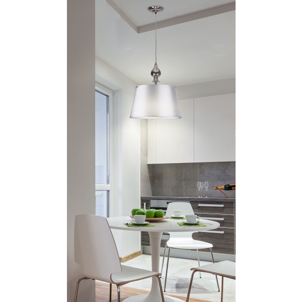 Prima Lampa Wisząca Chromowy 1X60 E27 Abażur Srebrny Candellux