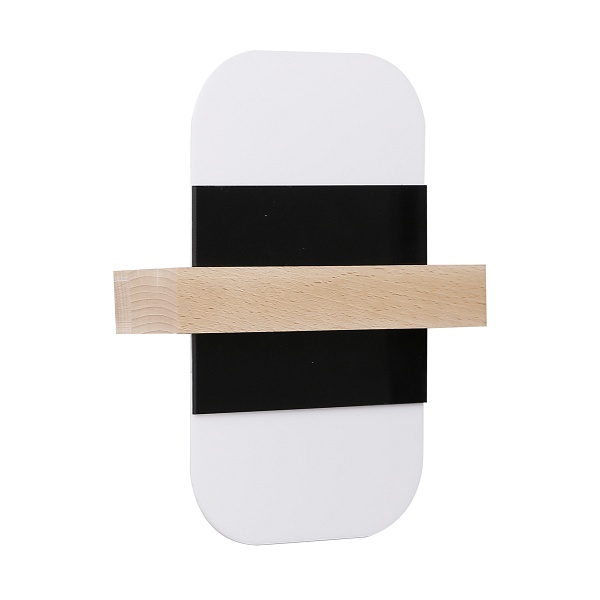 April Lampa Kinkiet Drewniany 1X6 Led 4000 Klosz Czarny+Biały Candellux