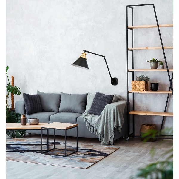 Fundo Lampa Kinkiet Czarny+Złoty 1X40W E27 Klosz Czarny Candellux