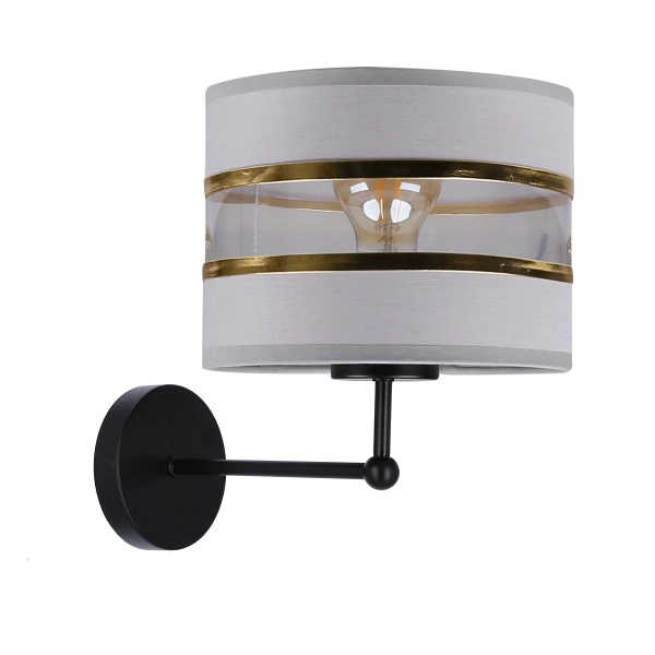 Andy Lampa Kinkiet Czarny 1X40W E27 Abażur Szary+Złoty Candellux