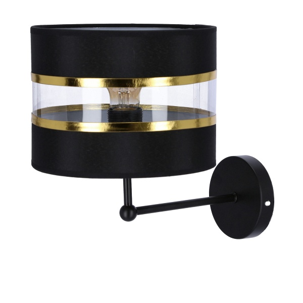 Andy Lampa Kinkiet Czarny 1X40W E27 Abażur Czarny+Złoty Candellux