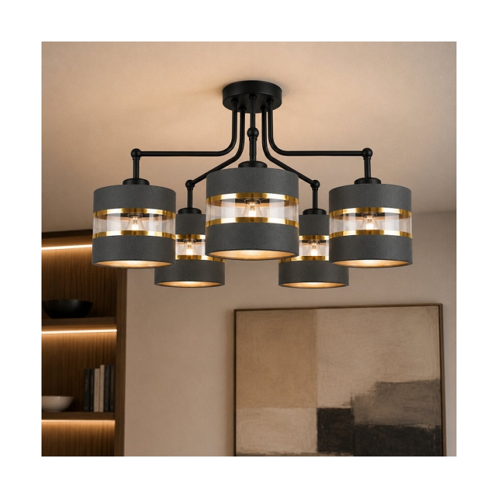 Lampa wisząca Andy czarna czarna złota 5x40w - Candellux
