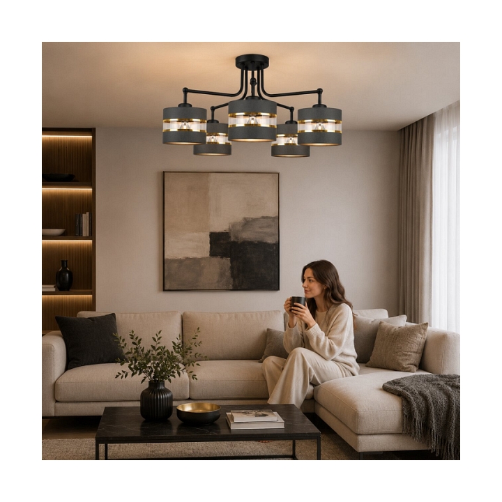 Lampa wisząca Andy czarna czarna złota 5x40w - Candellux