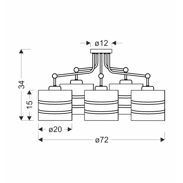 Andy Lampa Wisząca Czarny 5X40W E27 Abażur Czarny+Złoty Candellux