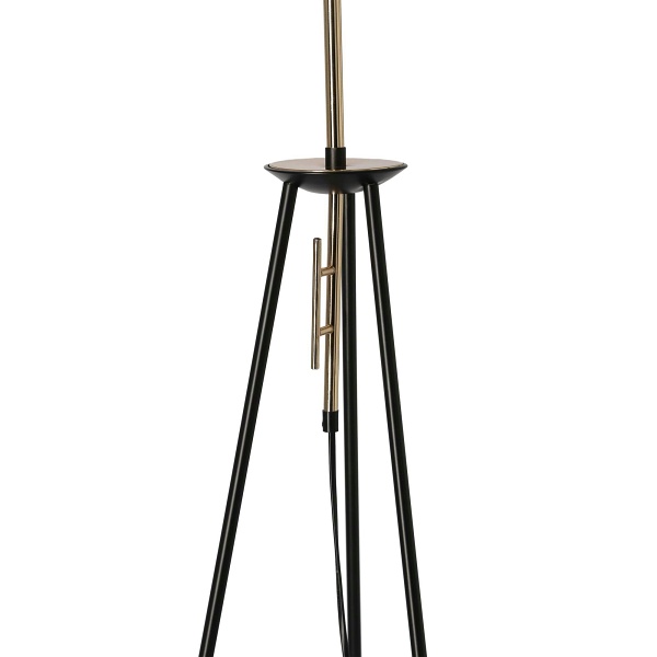 Taflo Lampa Podłogowa Czarno Złota 1X60W E27 Abażur Biały Candellux