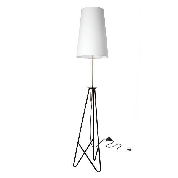 Taflo Lampa Podłogowa Czarno Złota 1X60W E27 Abażur Biały Candellux