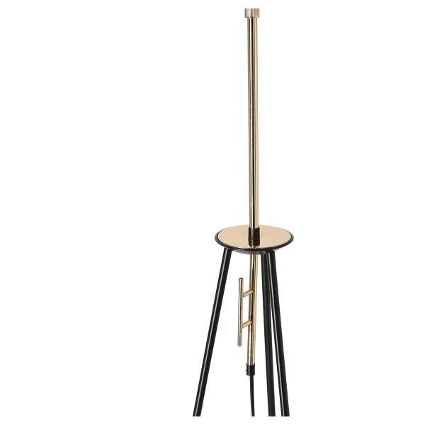 Taflo Lampa Podłogowa Czarno Złota 1X60W E27 Abażur Biały Candellux