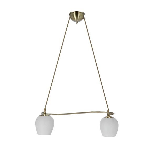 Serano Lampa Wisząca Patynowy 2X60W E27 Klosz Biały Candellux