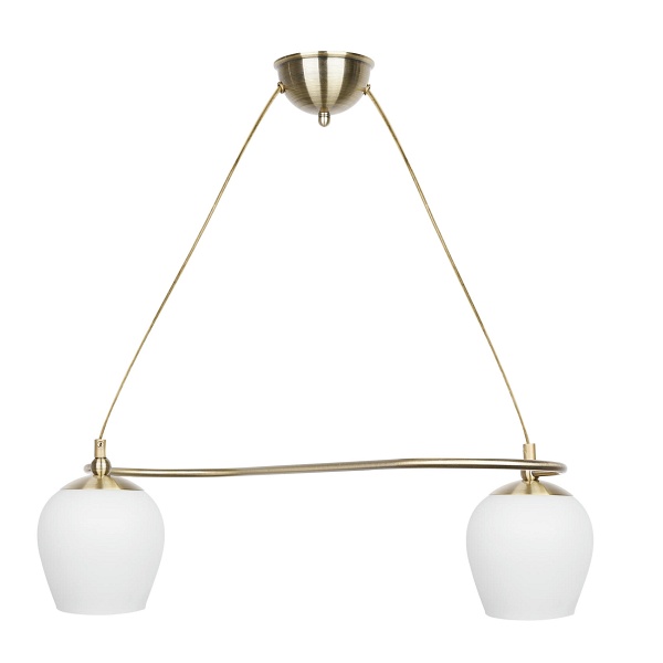 Serano Lampa Wisząca Patynowy 2X60W E27 Klosz Biały Candellux