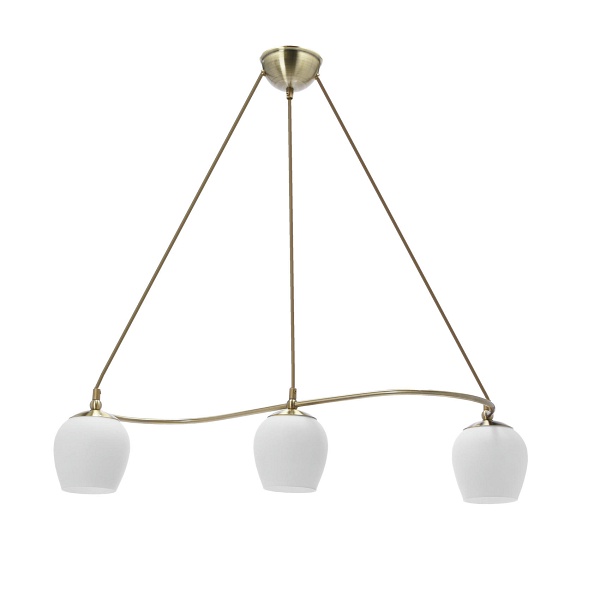 Serano Lampa Wisząca Patynowy 3X60W E27 Klosz Biały Candellux