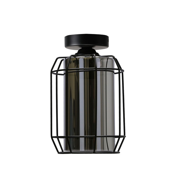 Jonera Lampa Sufitowa Czarny 1X40W E27 Klosz Dymiony Candellux