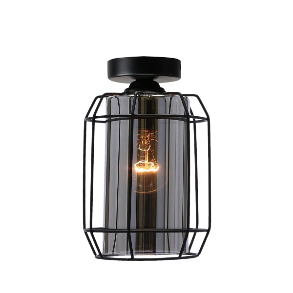 Jonera Lampa Sufitowa Czarny 1X40W E27 Klosz Dymiony Candellux