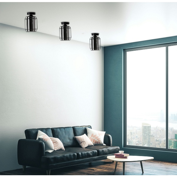 Jonera Lampa Sufitowa Czarny 1X40W E27 Klosz Dymiony Candellux