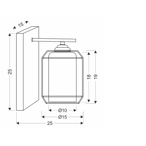 Jonera Lampa Kinkiet Czarny P25 1X40W E27 Klosz Dymiony Candellux