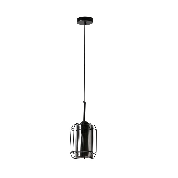 Jonera Lampa Wisząca Czarny 1X40W E27 Klosz Dymiony Candellux
