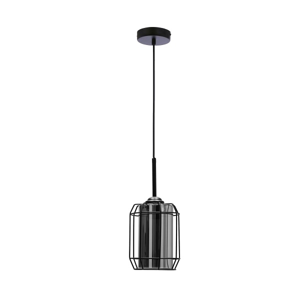 Jonera Lampa Wisząca Czarny 1X40W E27 Klosz Dymiony Candellux
