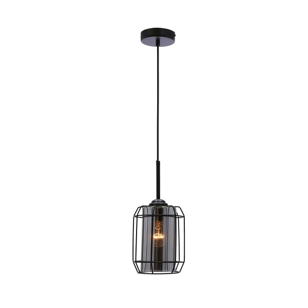 Jonera Lampa Wisząca Czarny 1X40W E27 Klosz Dymiony Candellux