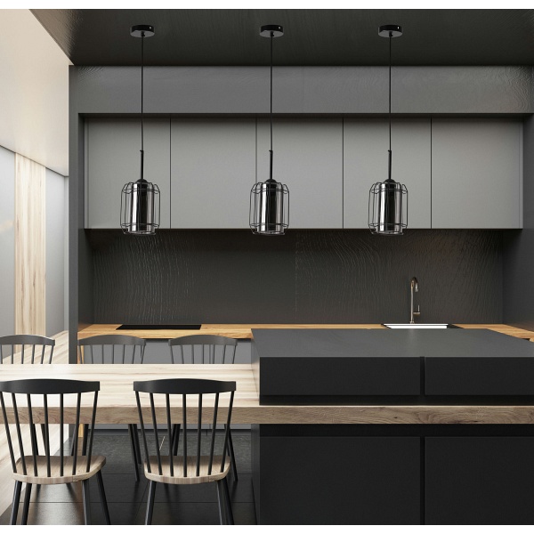 Jonera Lampa Wisząca Czarny 1X40W E27 Klosz Dymiony Candellux