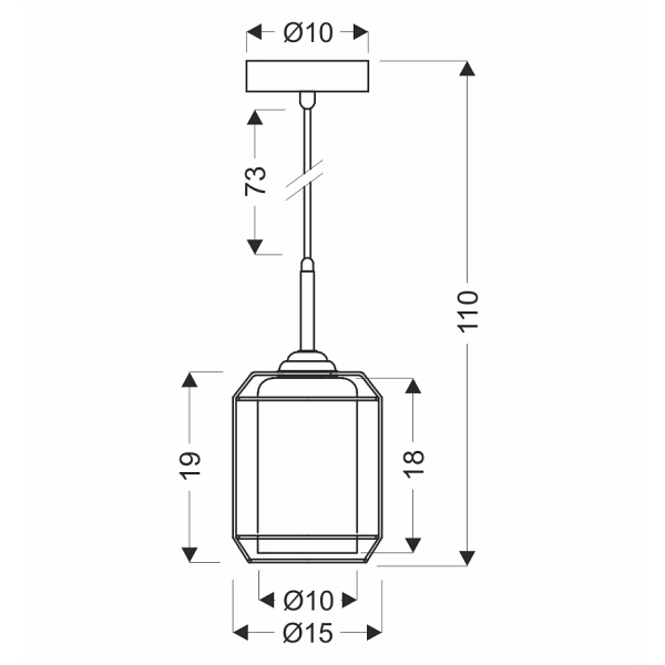 Jonera Lampa Wisząca Czarny 1X40W E27 Klosz Dymiony Candellux