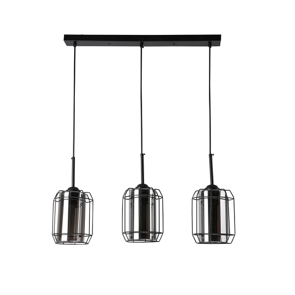 Jonera Lampa Wisząca Czarny 3X40W E27 Klosz Dymiony Candellux