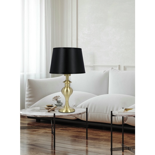 Prima Gold Lampa Gabinetowa Złoty Satynowy 1X60W E27 Abażur Czarny Candellux