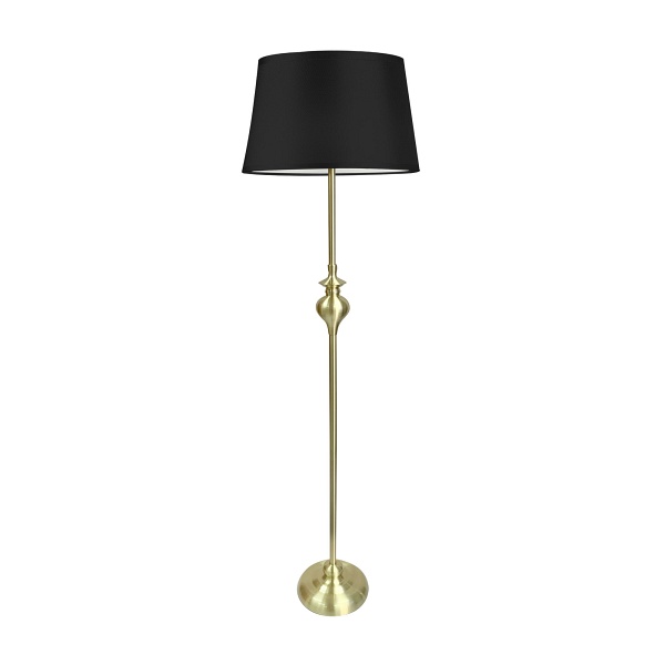 Prima Gold Lampa Podłogowa Złoty Satynowy 1X60W E27 Abażur Czarny Candellux