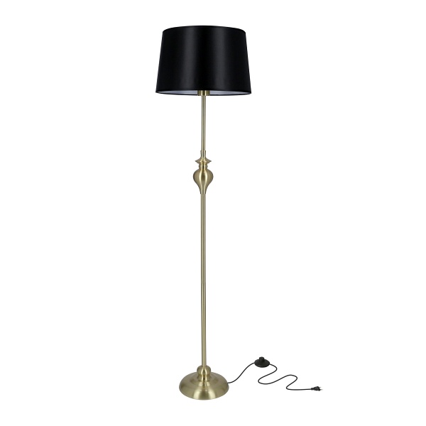 Prima Gold Lampa Podłogowa Złoty Satynowy 1X60W E27 Abażur Czarny Candellux