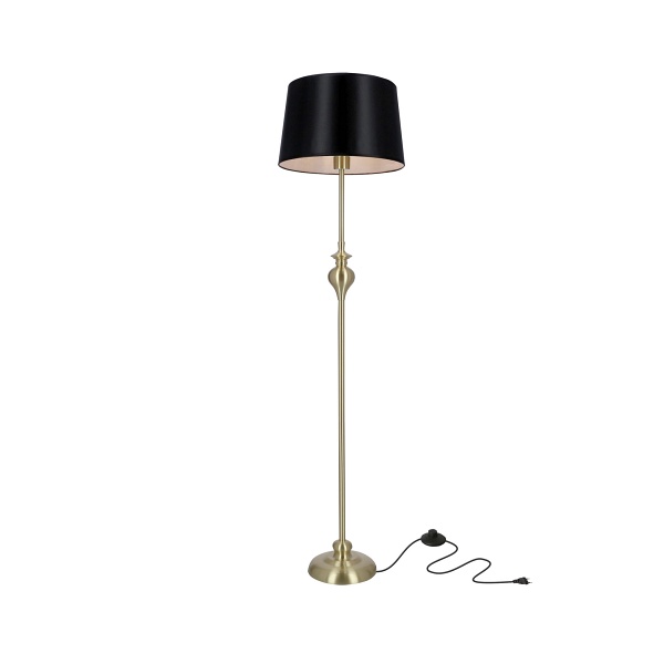 Prima Gold Lampa Podłogowa Złoty Satynowy 1X60W E27 Abażur Czarny Candellux